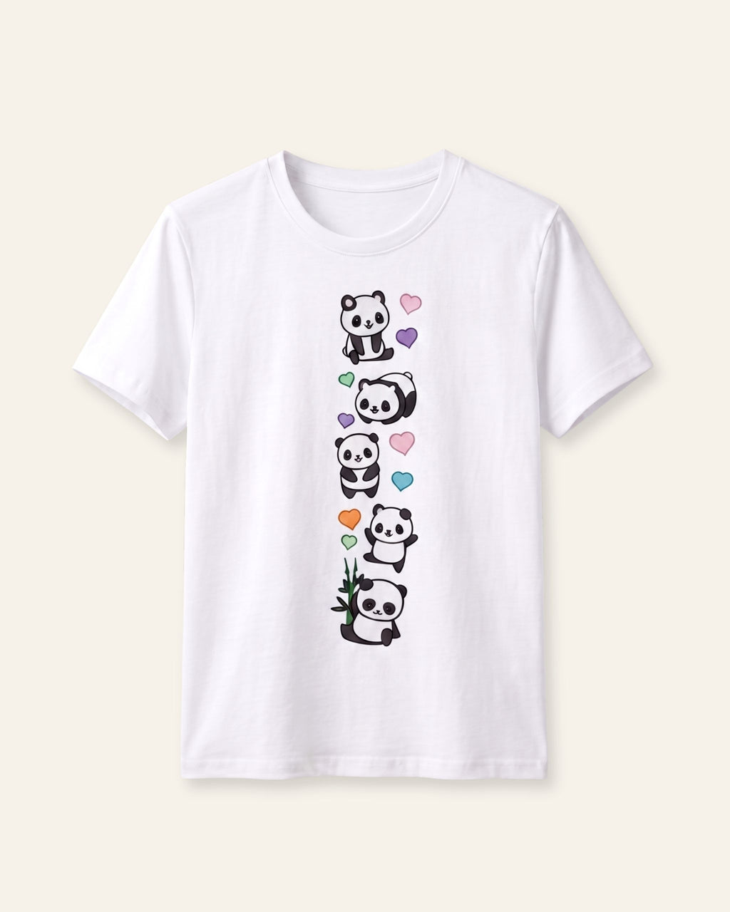 Girls Panda Print Tee — White
