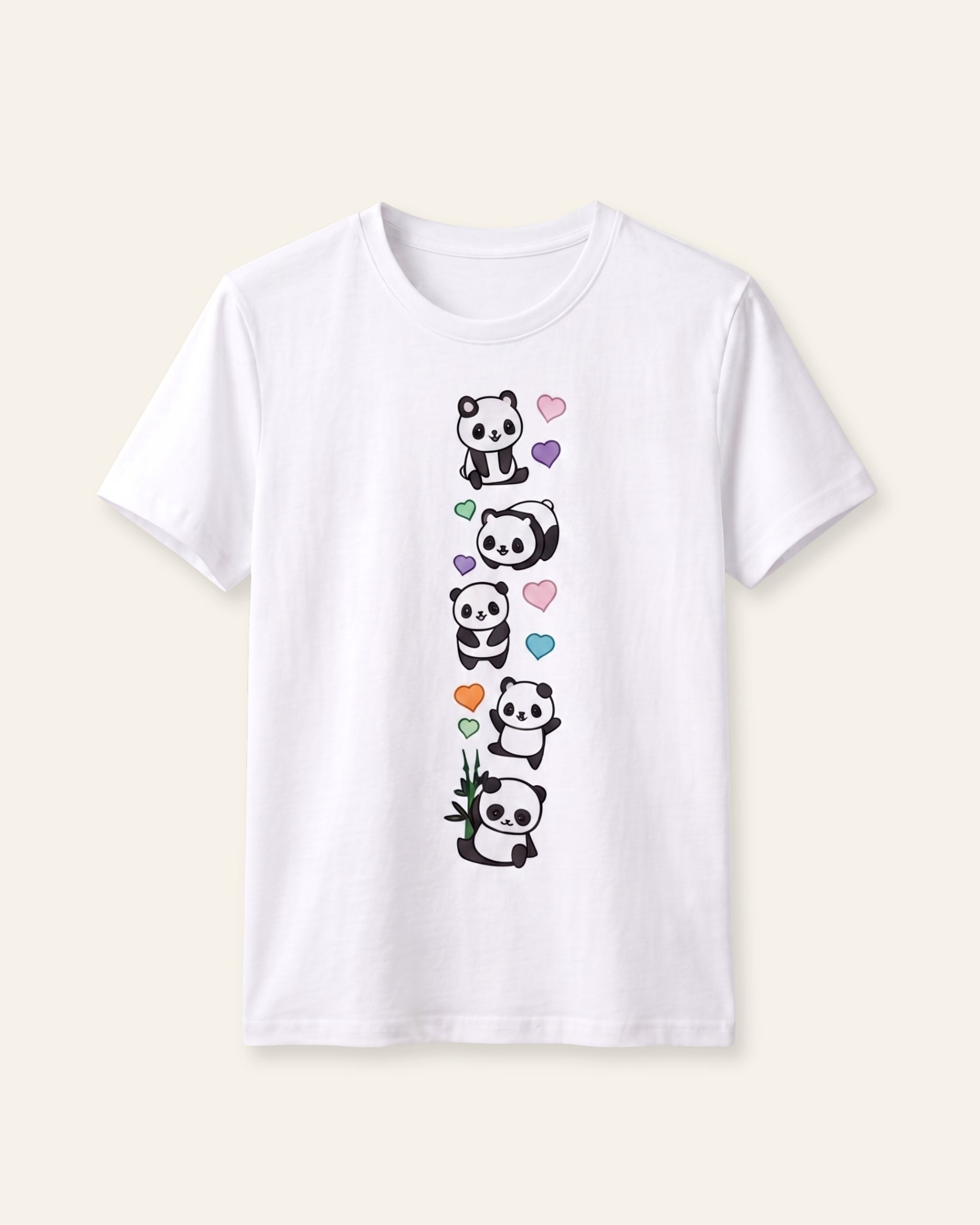 Girls Panda Print Tee — White