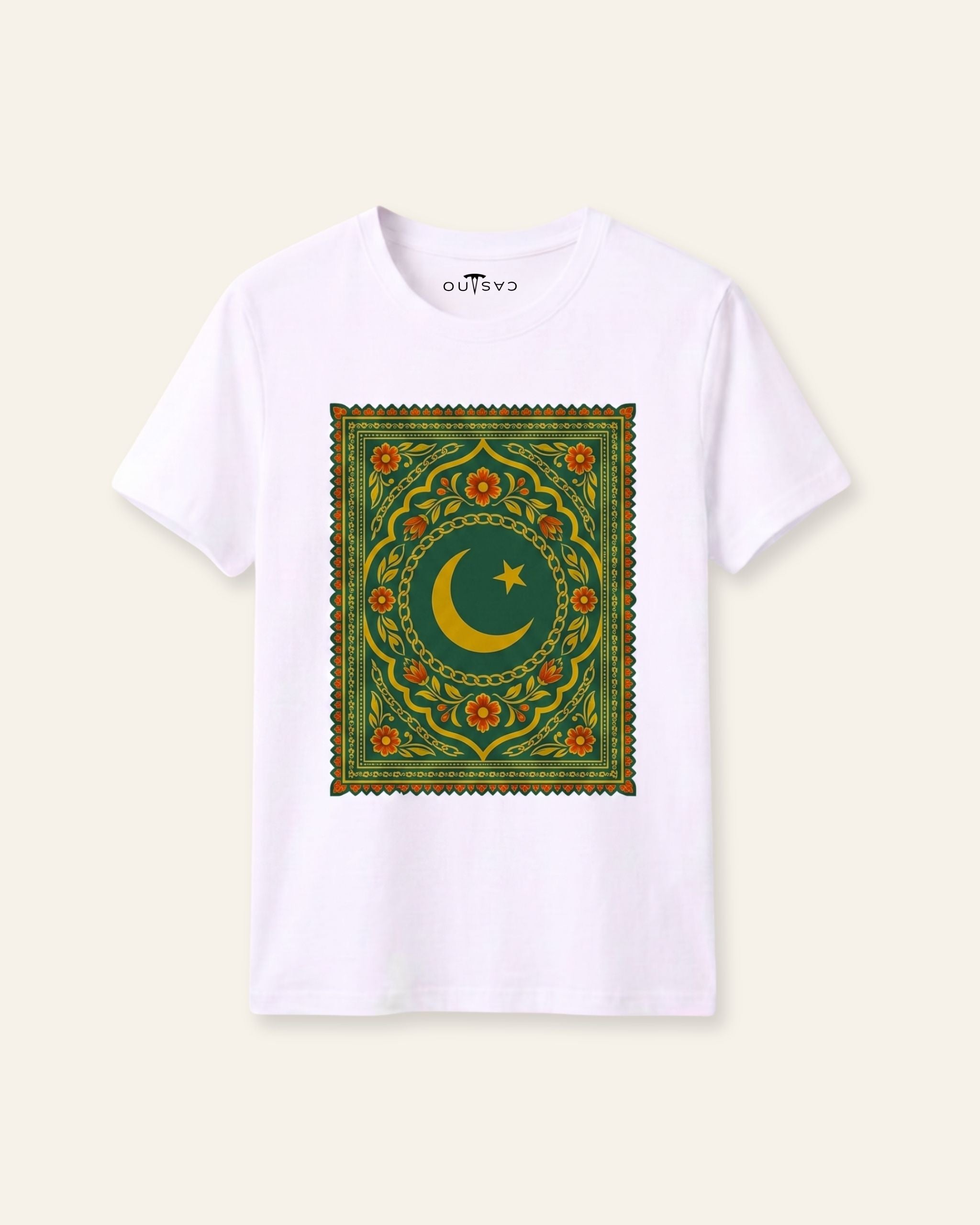 Kids white tee with an orange and red truck art frame print