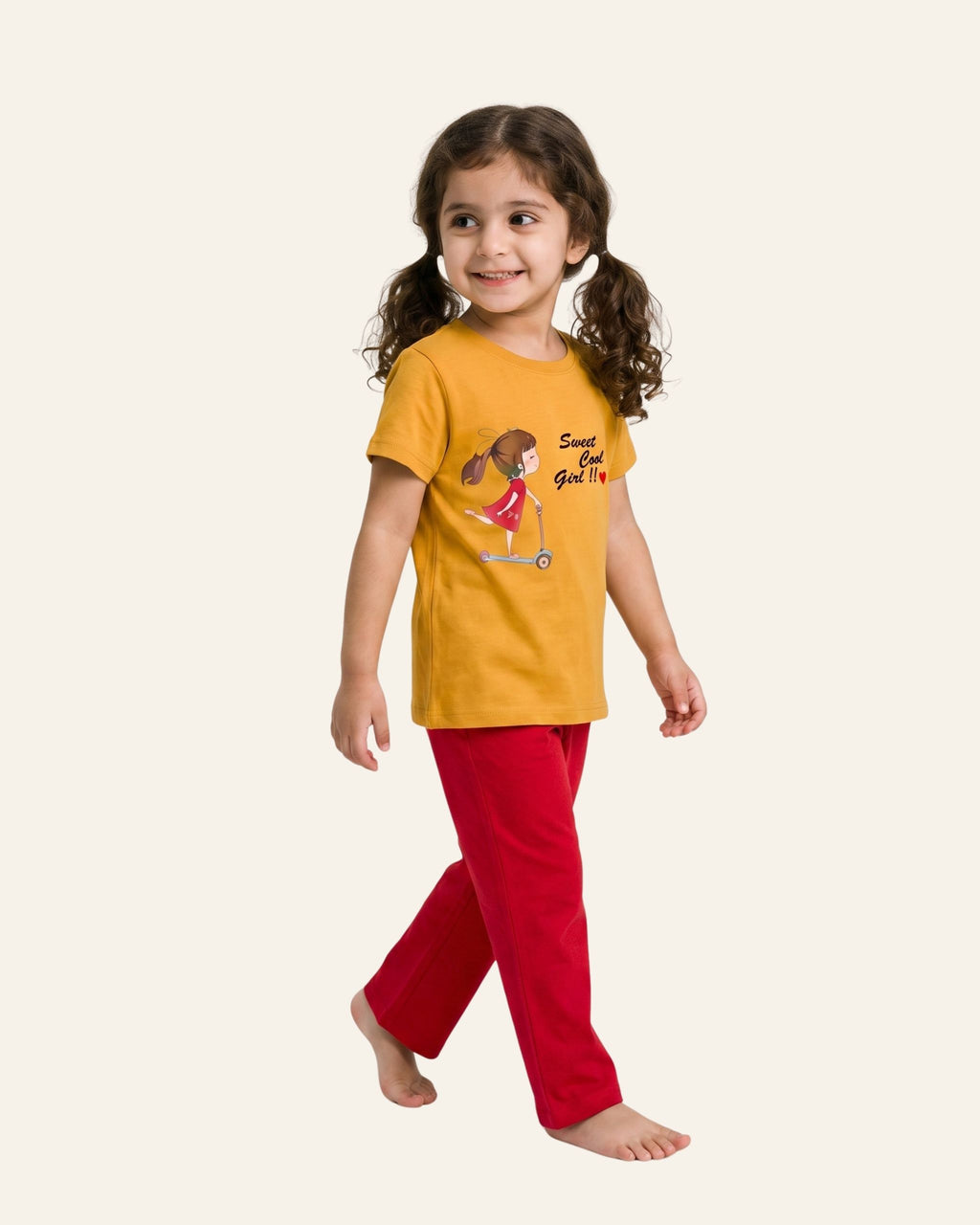 Girls Sunny Girl Trouser Set — Mustard