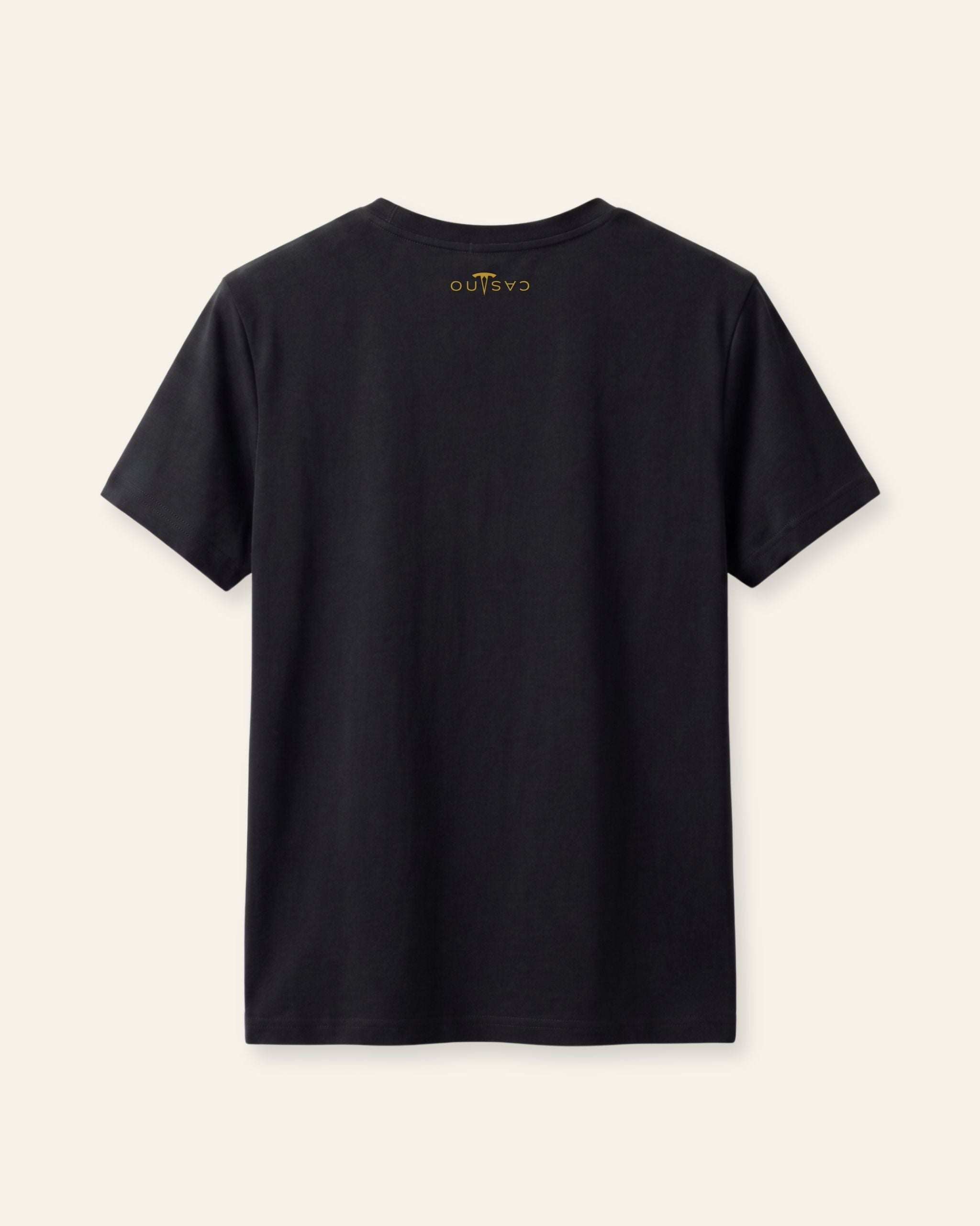 Kids black basic tee, flat back