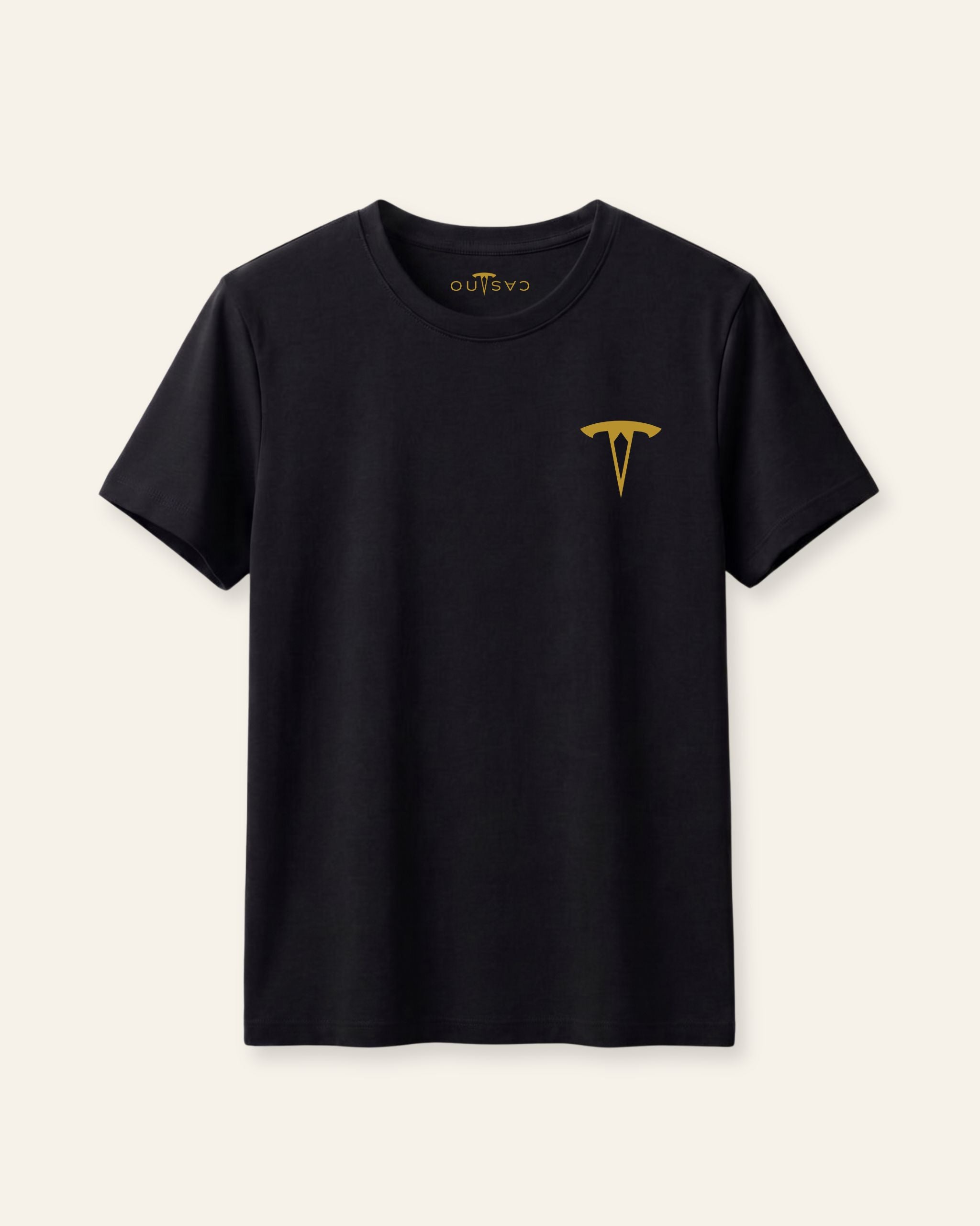 Kids black basic tee with the OUTCAST logo, flat front