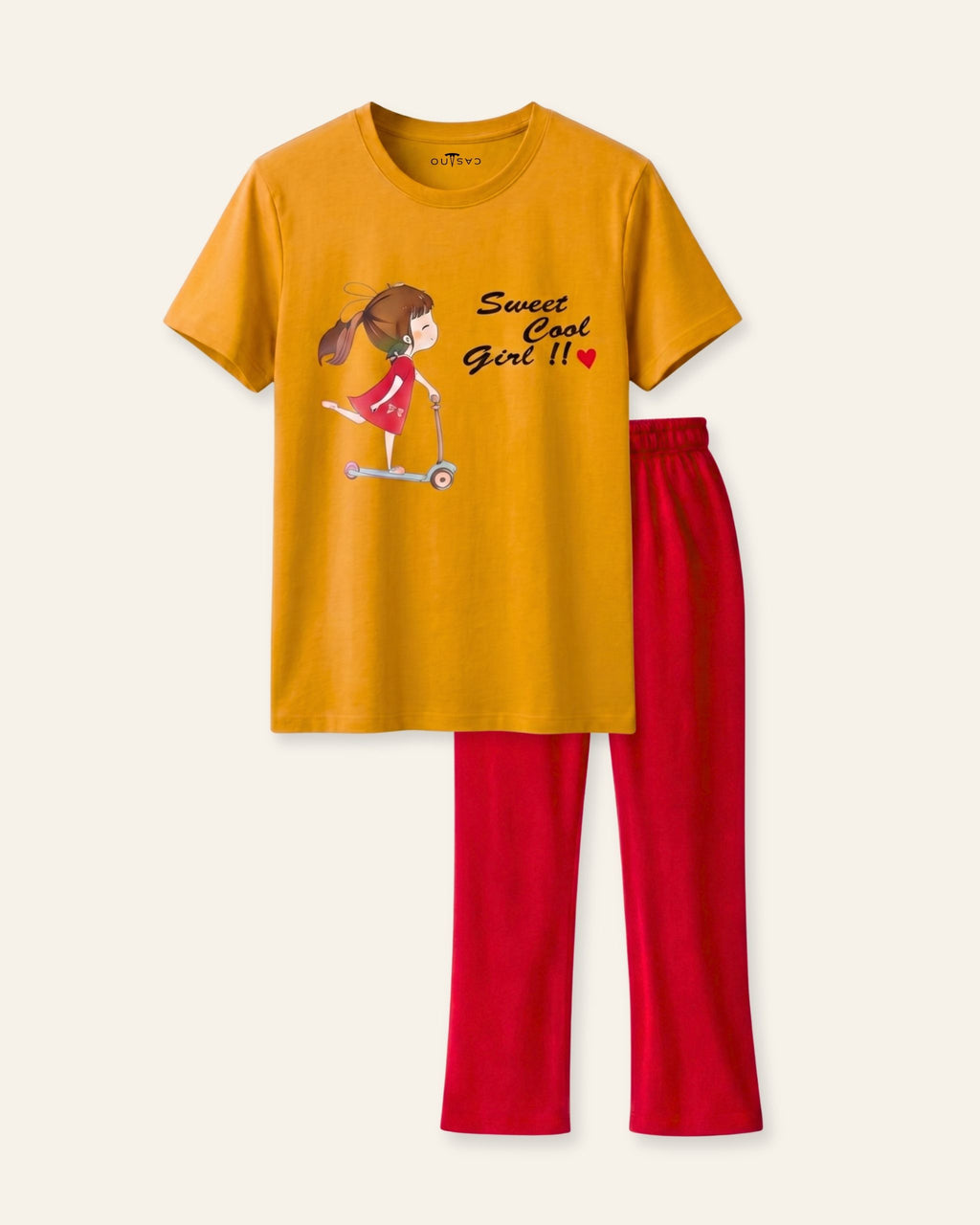 Girls Sunny Girl Trouser Set — Mustard