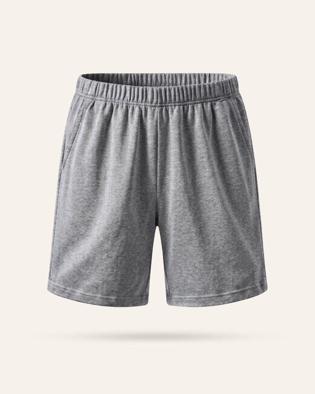 Kids grey marl shorts with an elastic waist, flat front