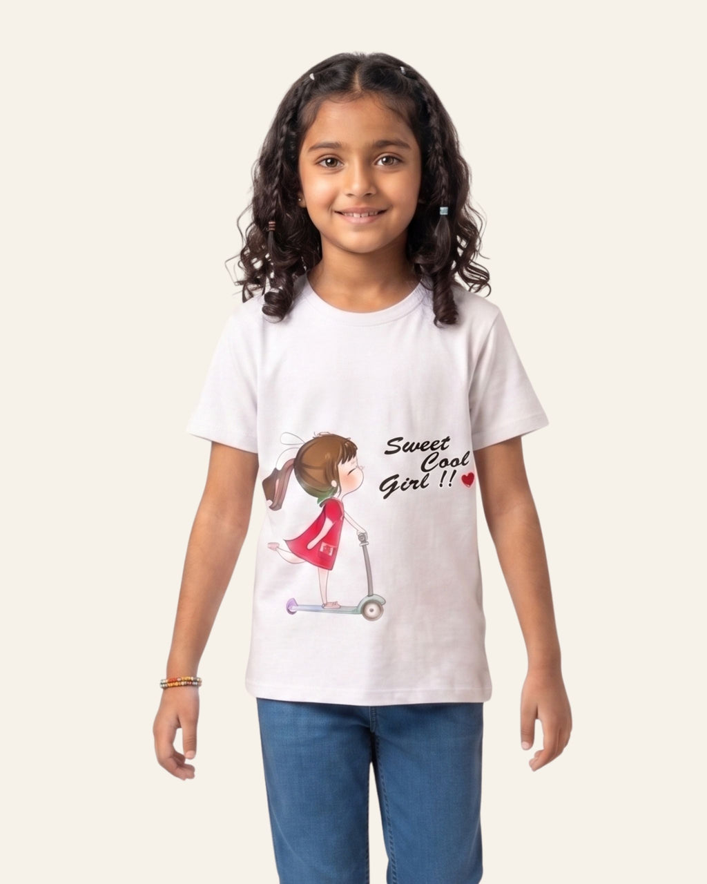 Girls Sweet Scooter Tee — White