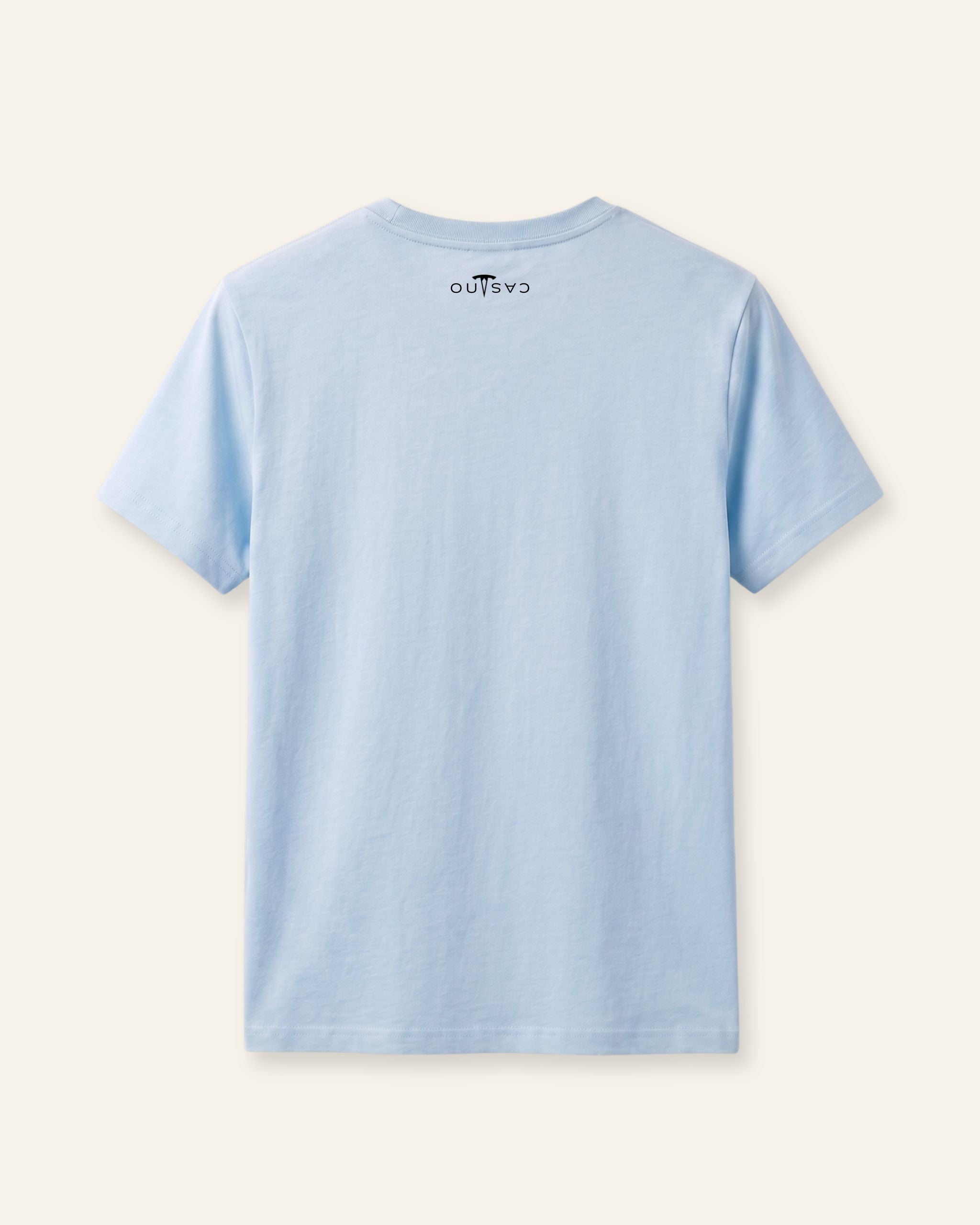Kids sky blue basic tee, flat back