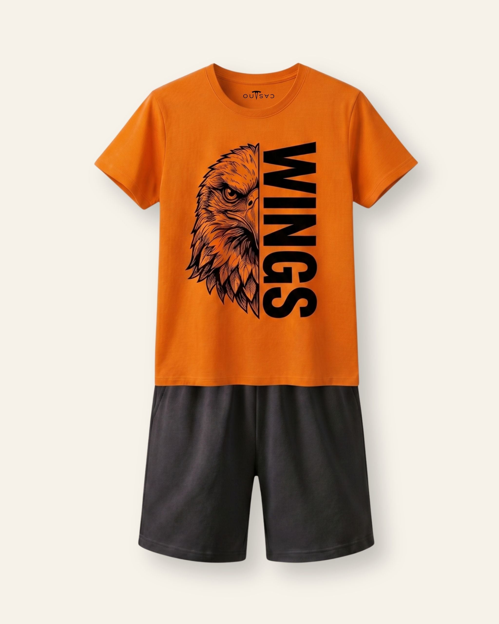 Boys Tiger Wings Shorts Set — Orange