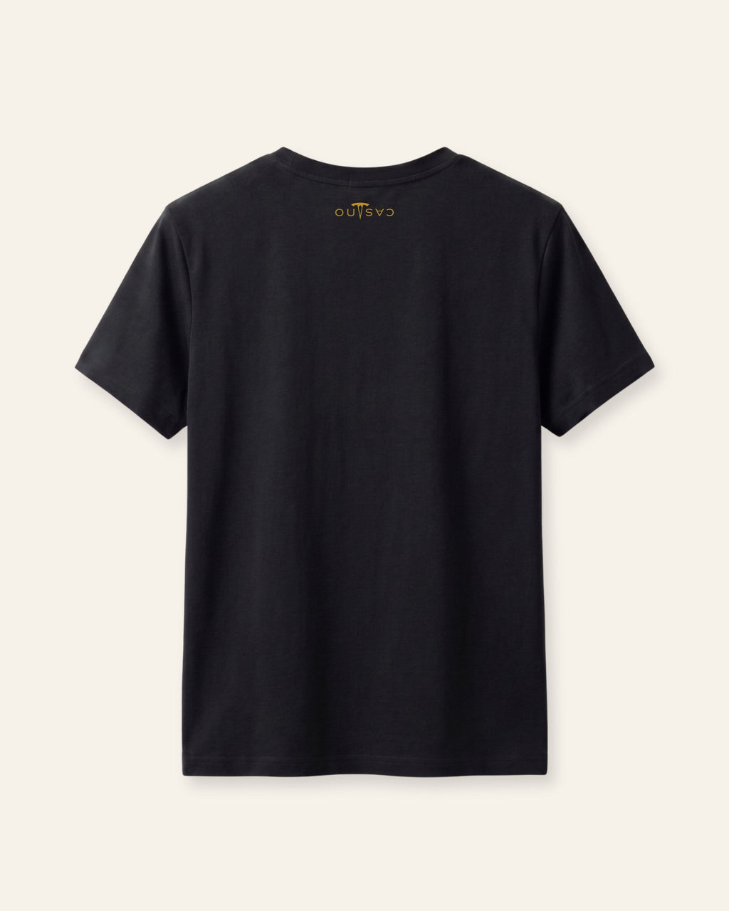 Kids black basic tee, flat back
