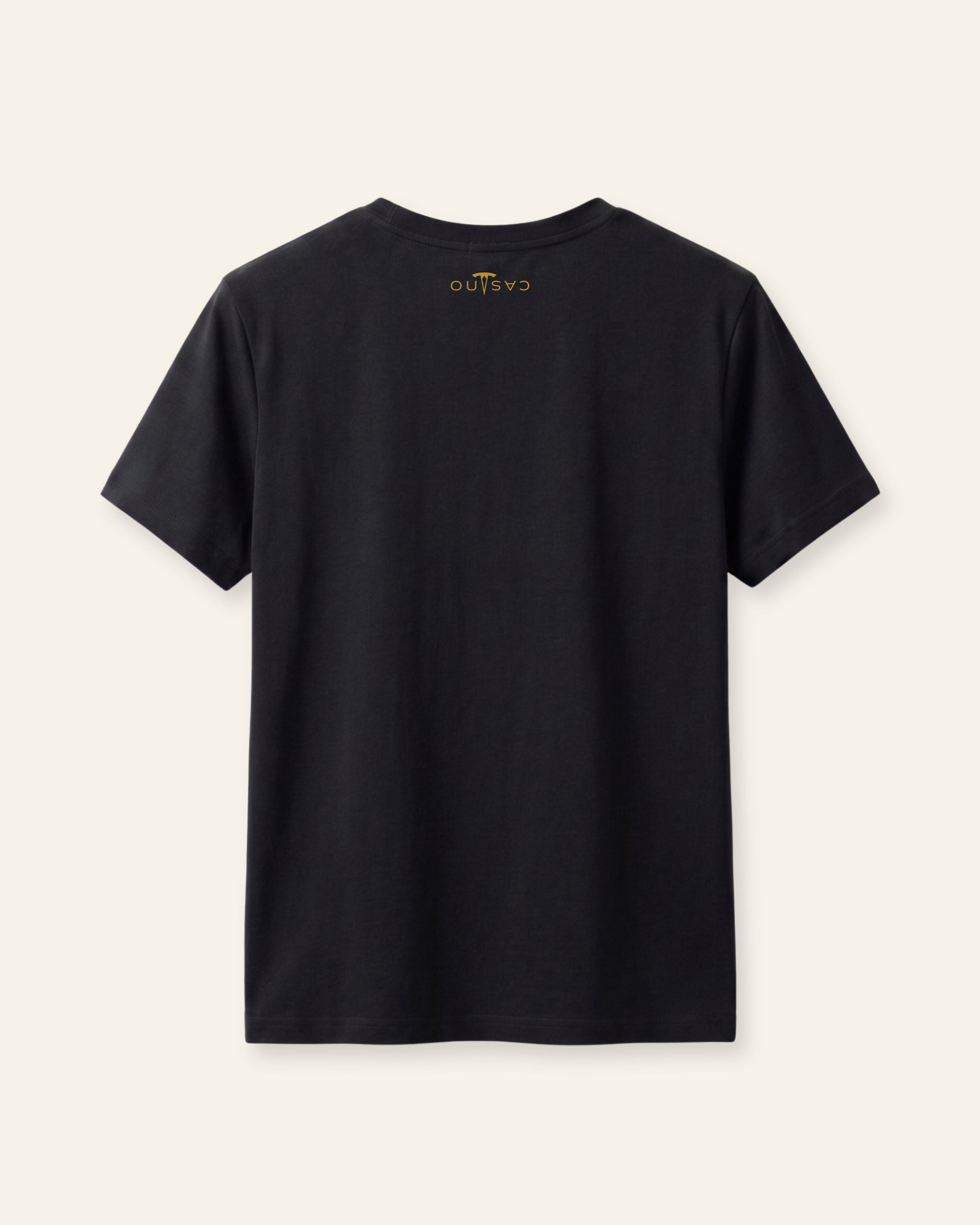 Kids black basic tee, flat back