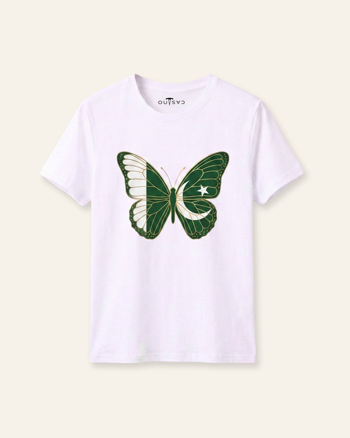 Flag Butterfly White Tee