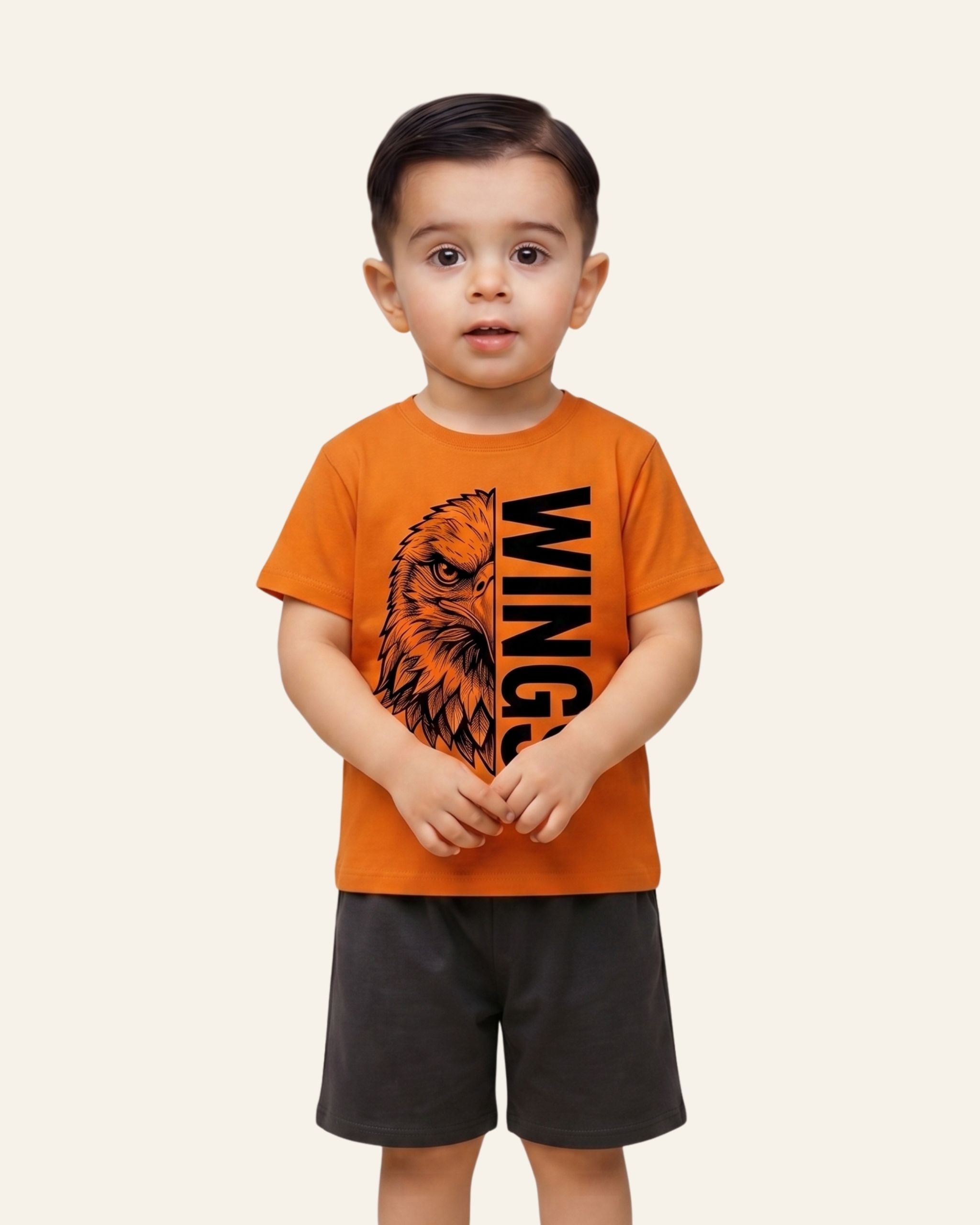 Boys Tiger Wings Shorts Set — Orange
