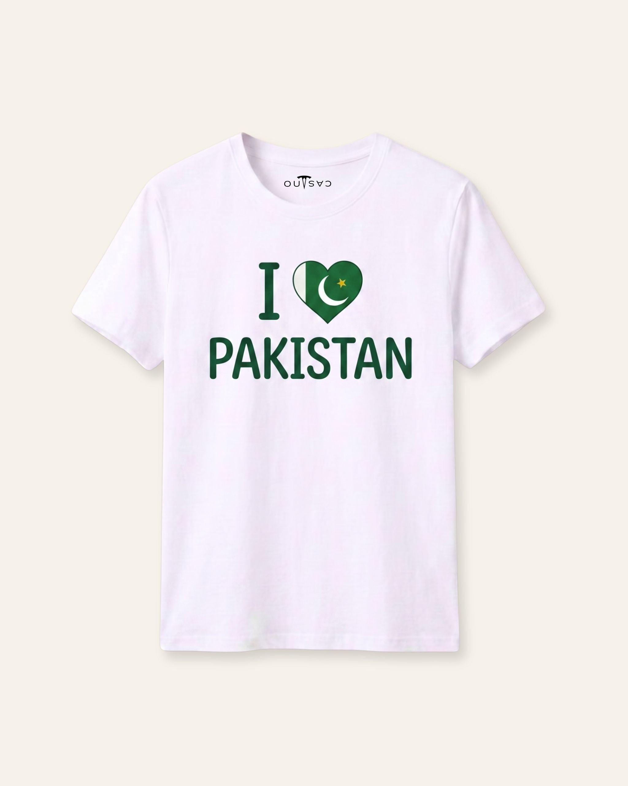 Kids white tee reading I love Pakistan with a flag heart