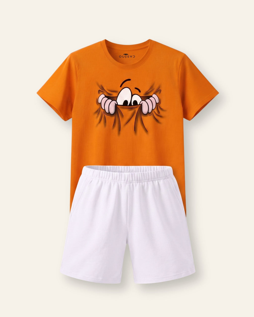 Boys Spider Face Shorts Set Orange