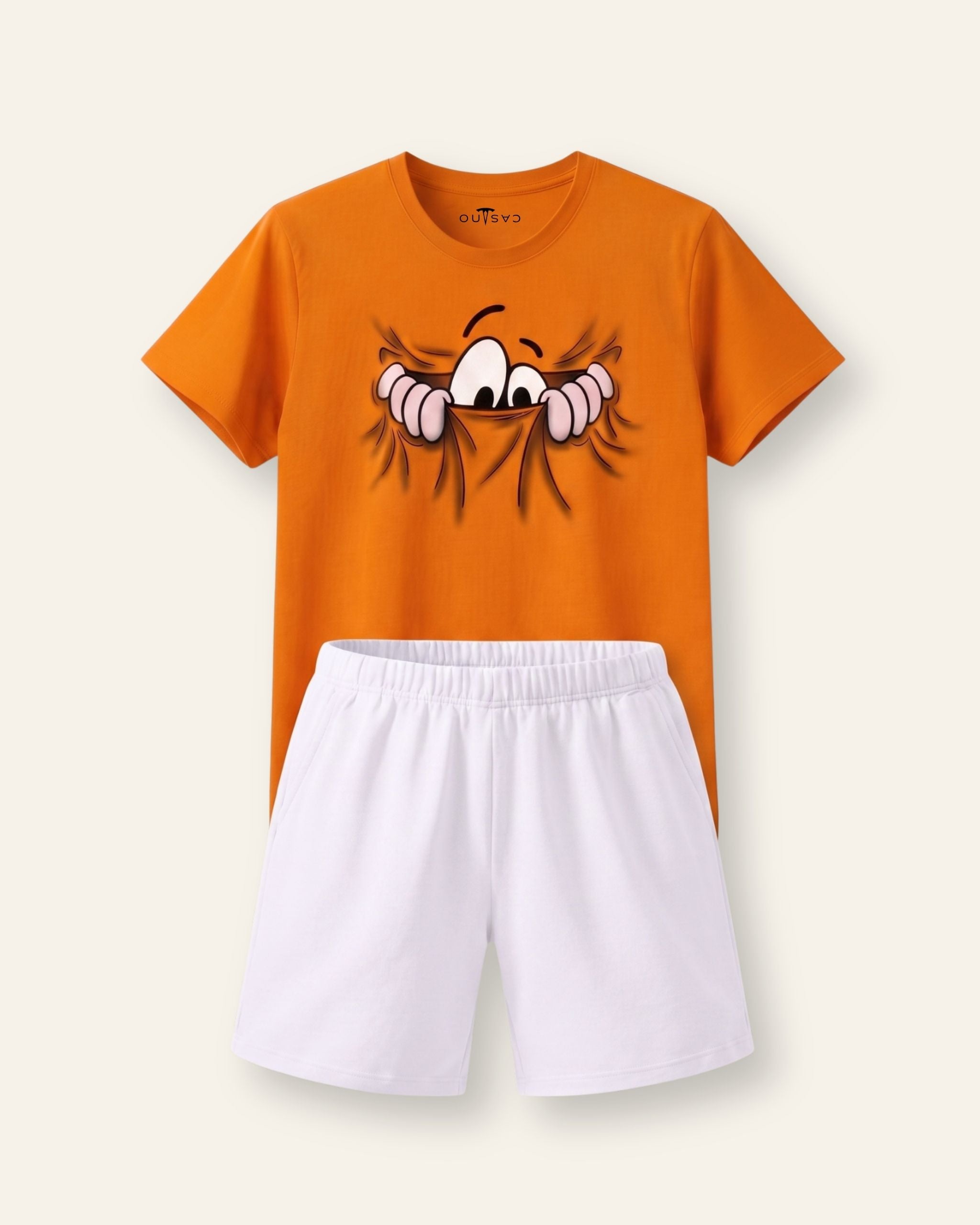 Boys Spider Face Shorts Set Orange