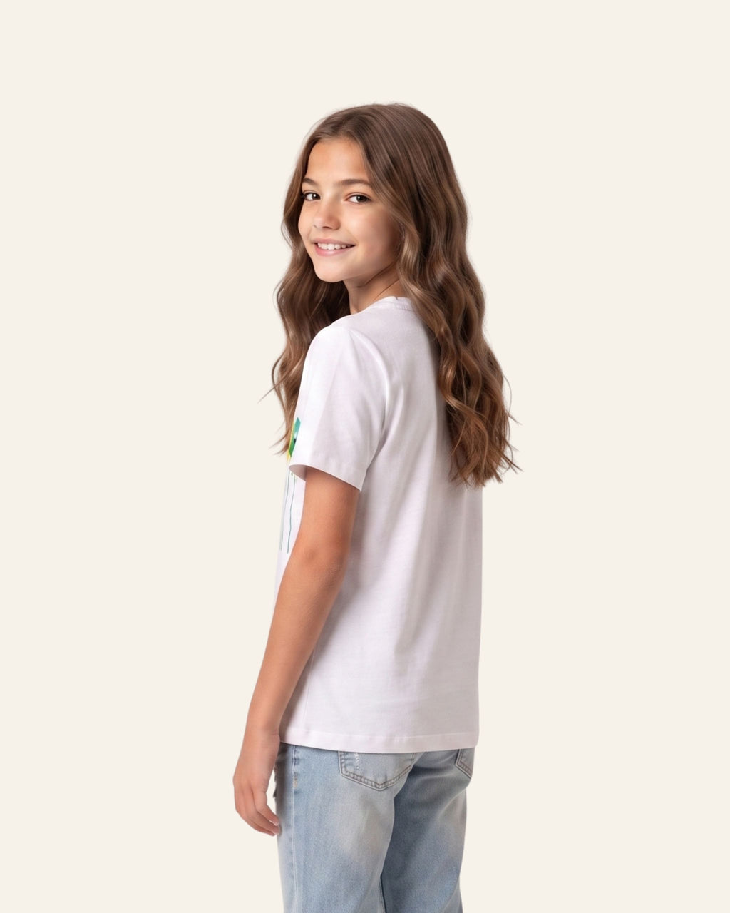 Girls Dripping Flowers Tee — White