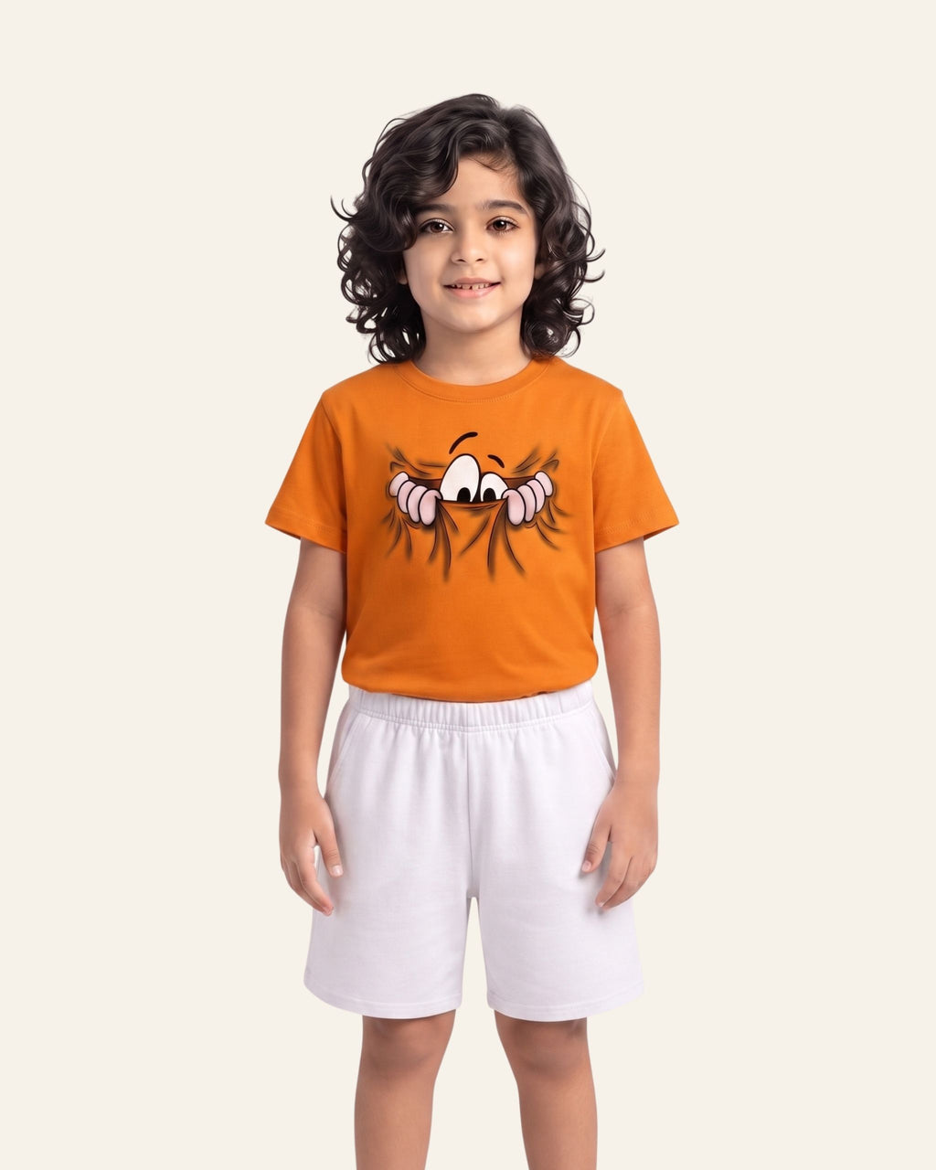 Boys Spider Face Shorts Set Orange