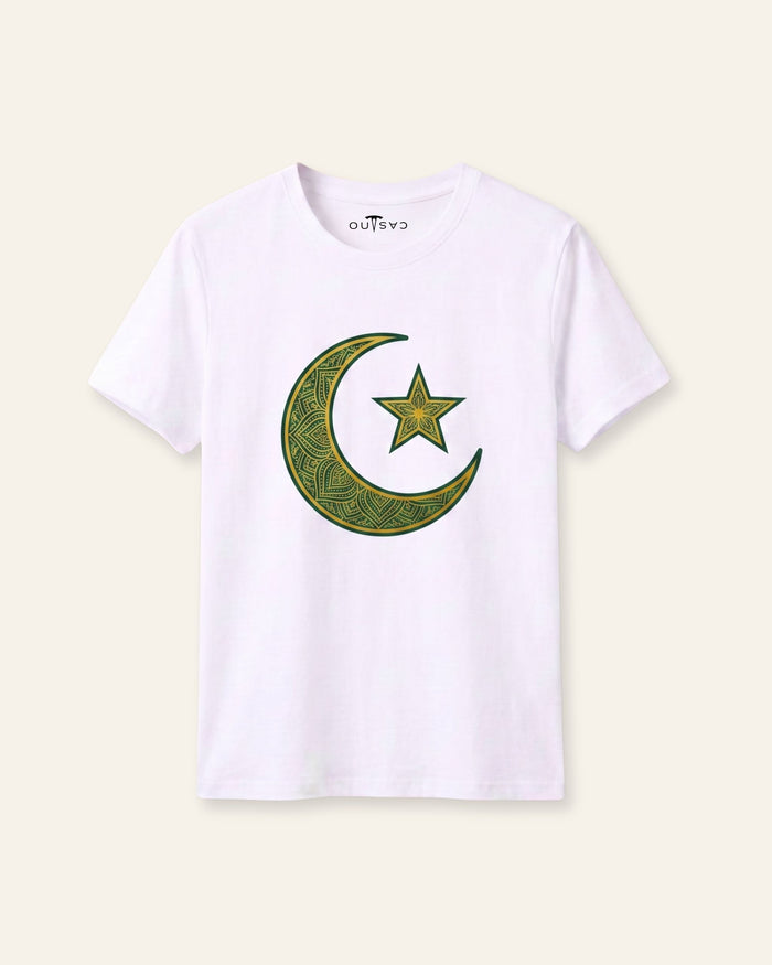 Crescent and Star White Tee
