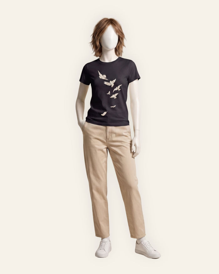 Women's Bird Flock Graphic Tee — Black