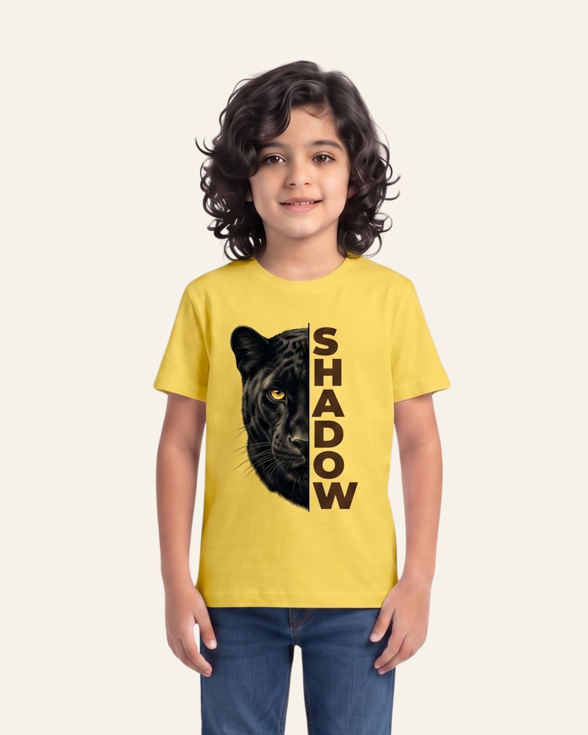 Boys Shadow Panther Tee — Yellow