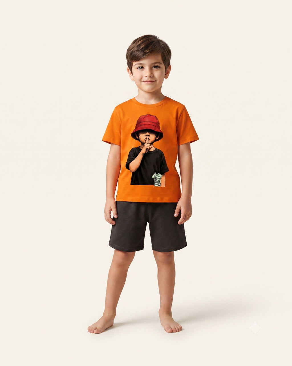 Boys Street Style Shorts Set — Orange