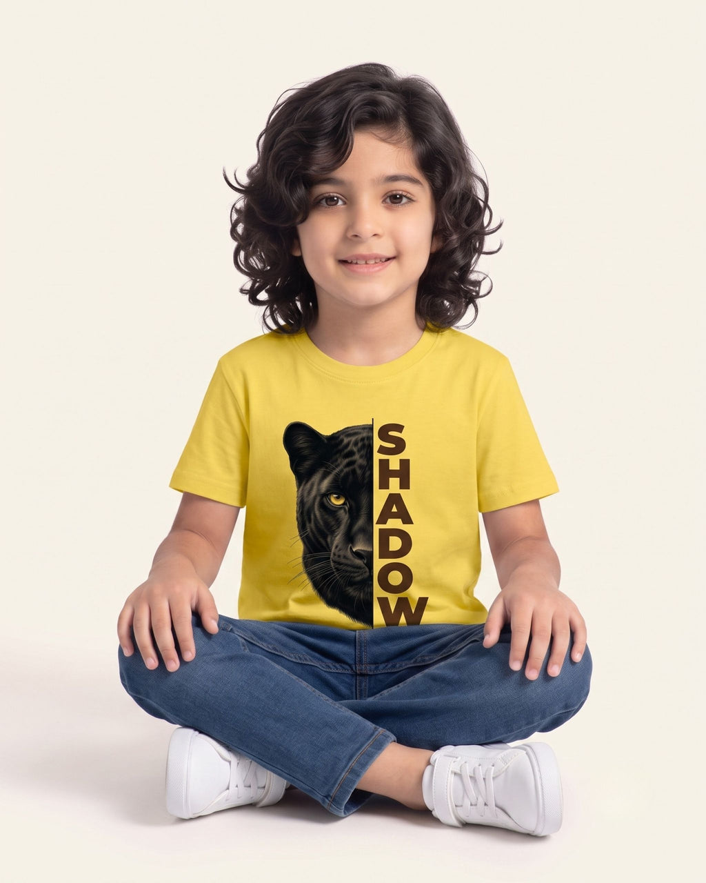 Boys Shadow Panther Tee — Yellow