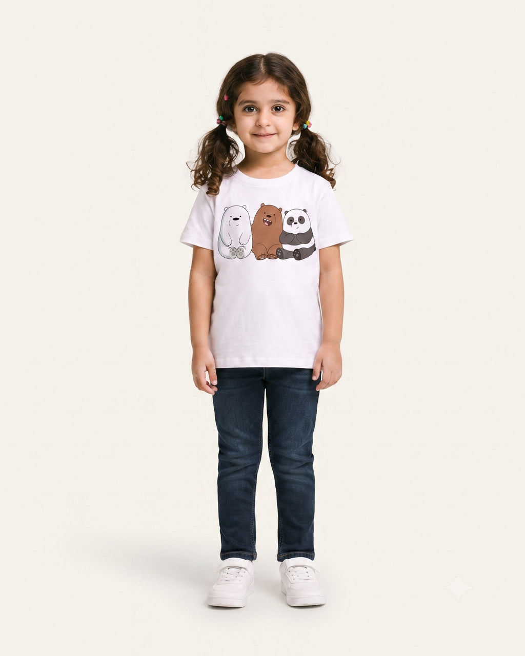 Girls Three Bears Tee — White