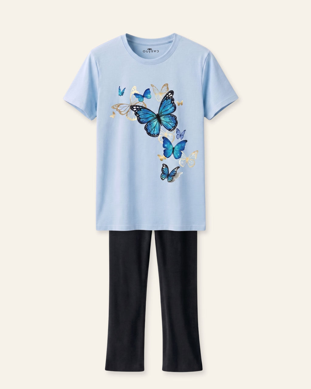 Girls Butterfly Trouser Set — Sky