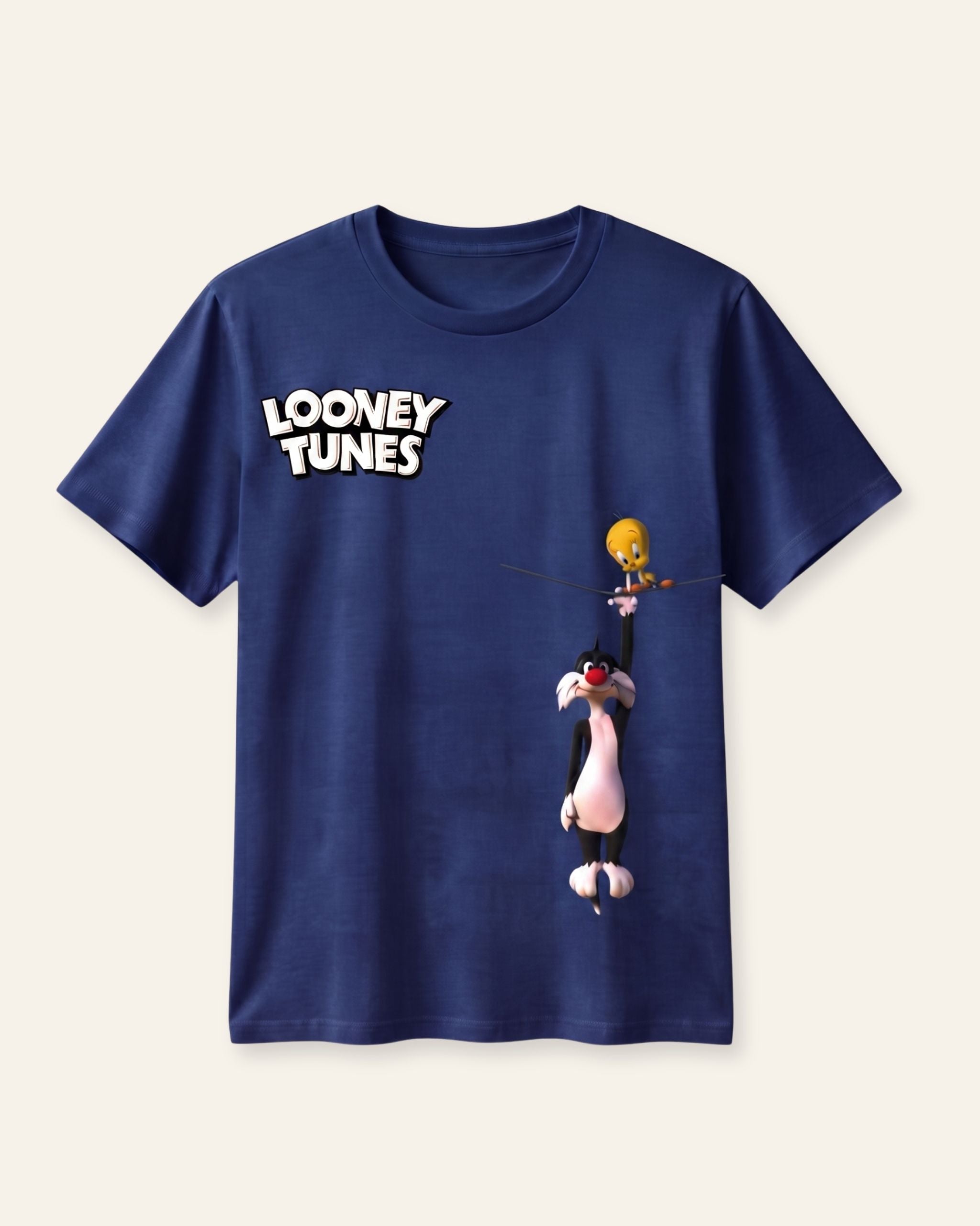 Women's Cartoon Crew Graphic Tee — Navy