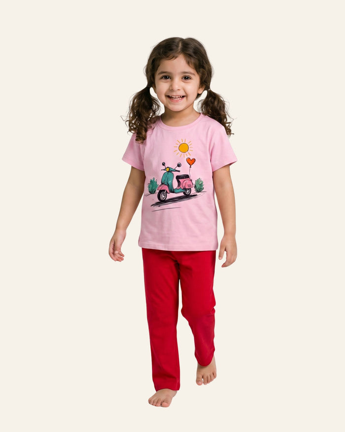 Girls Scooter Girl Trouser Set — Pink
