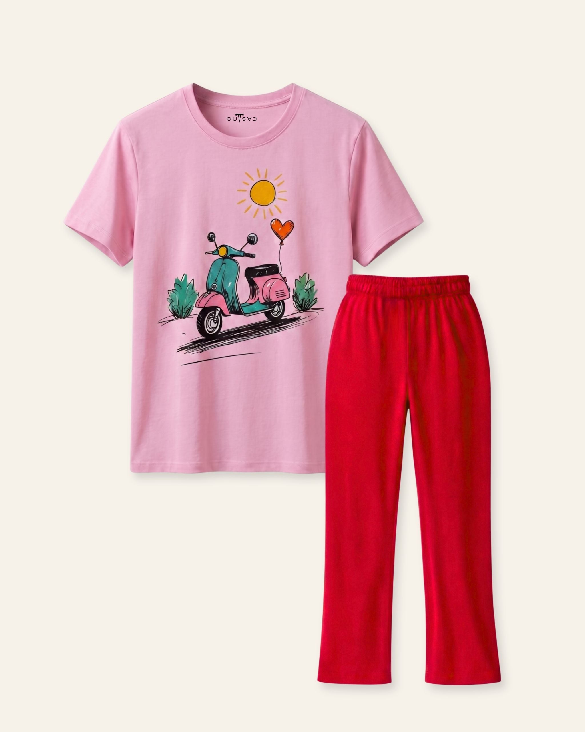 Girls Scooter Girl Trouser Set — Pink
