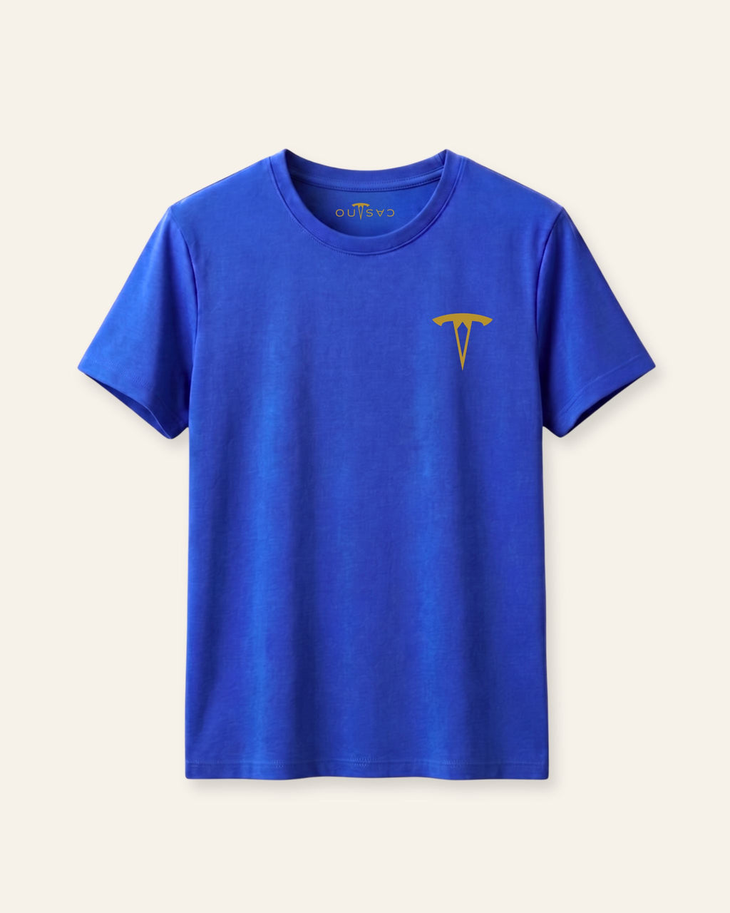Kids royal blue basic tee with the OUTCAST logo, flat front
