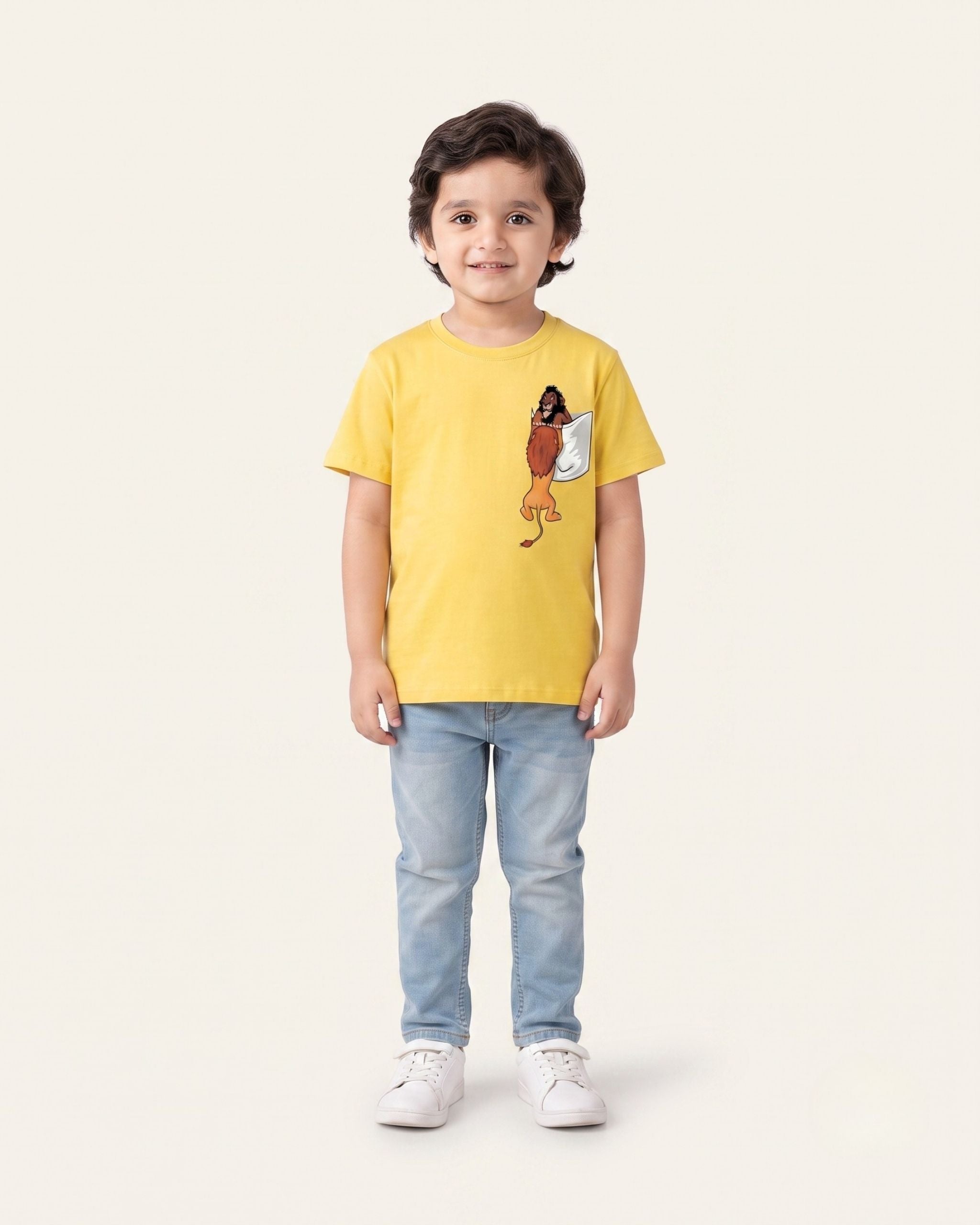 Boys Lion Pocket Tee — Yellow