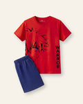 Boys Warrior Graphic Shorts Set — Red