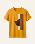 Girls Cat Peek Tee — Mustard