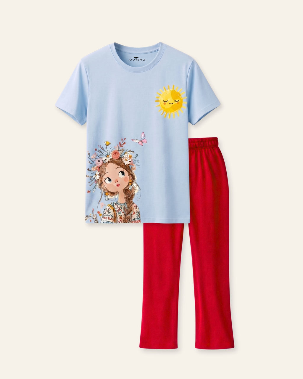 Girls Sunflower Girl Trouser Set — Sky