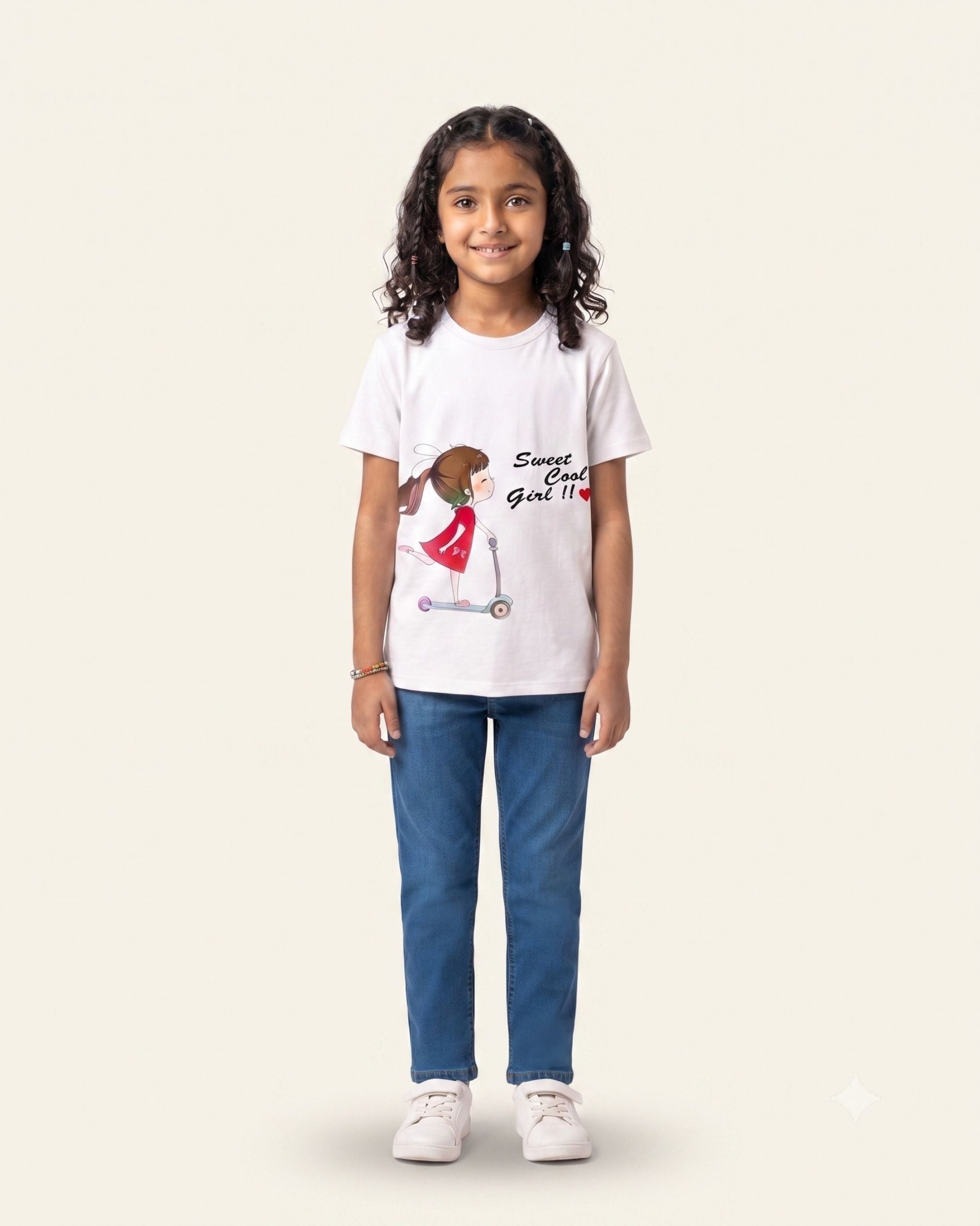 Girls Sweet Scooter Tee — White
