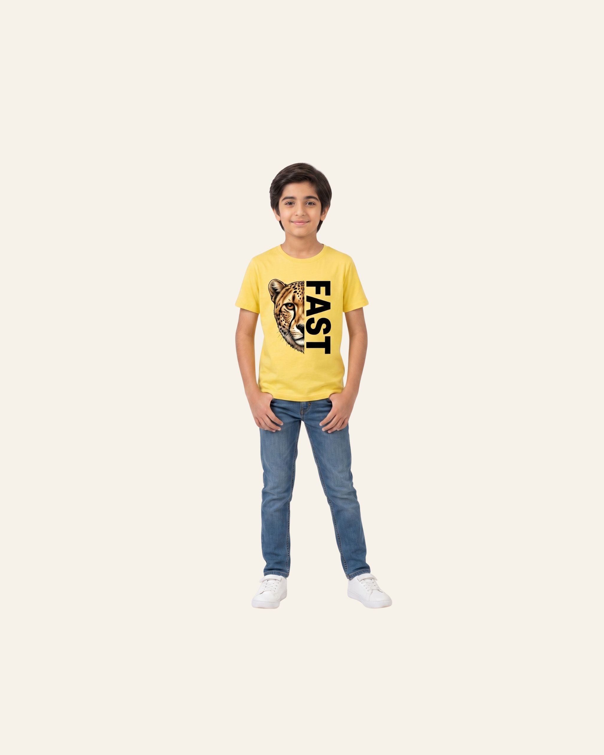 Boys Fast Leopard Tee — Yellow