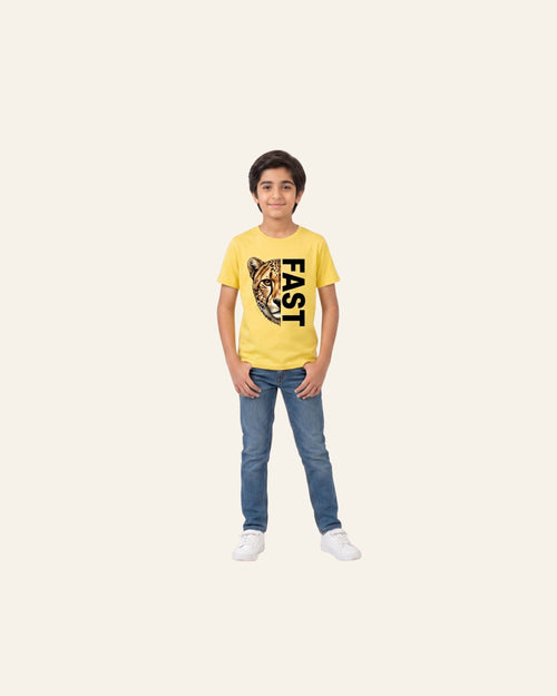 Boys Fast Leopard Tee — Yellow