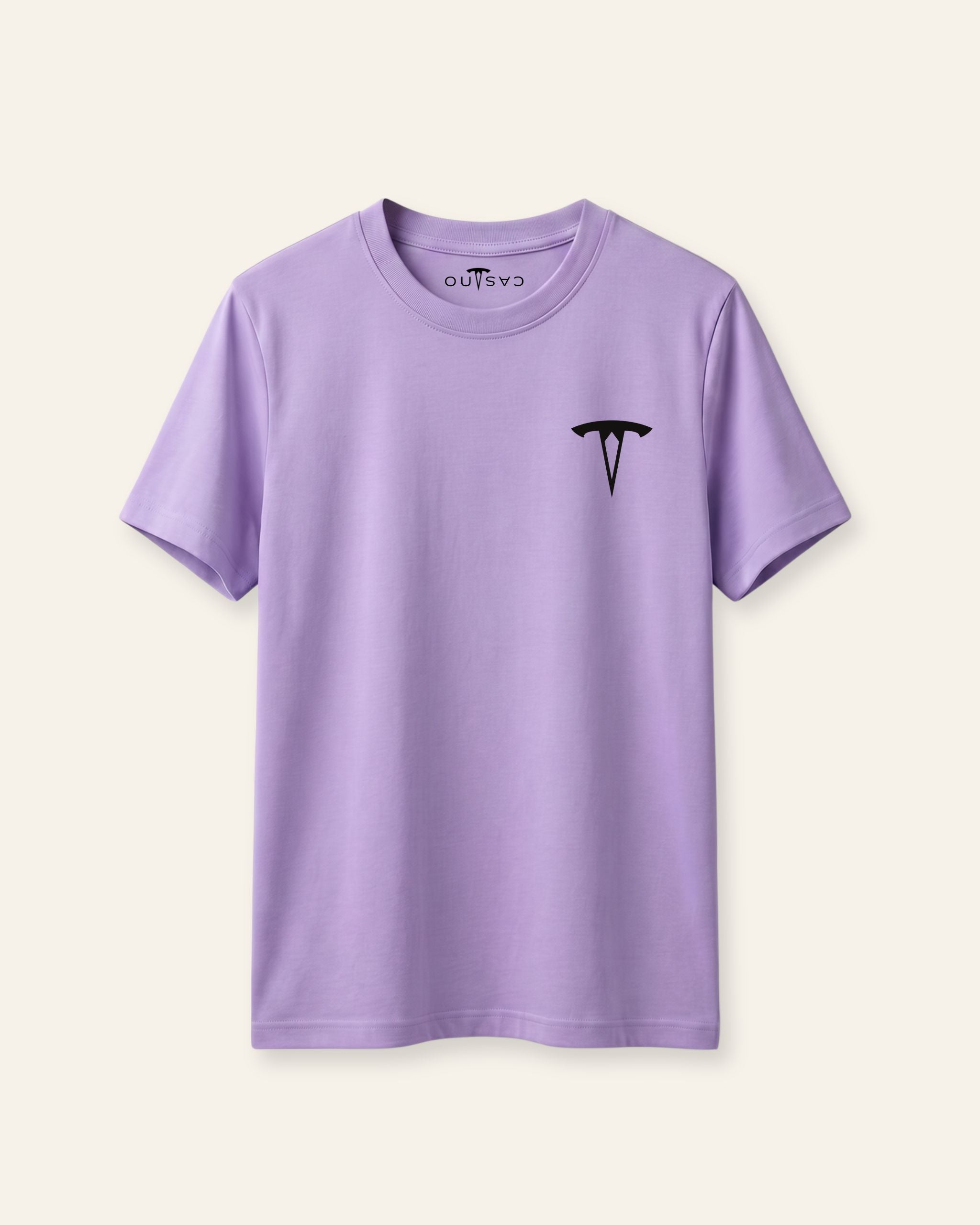 Kids lavender basic tee with the OUTCAST logo, flat front