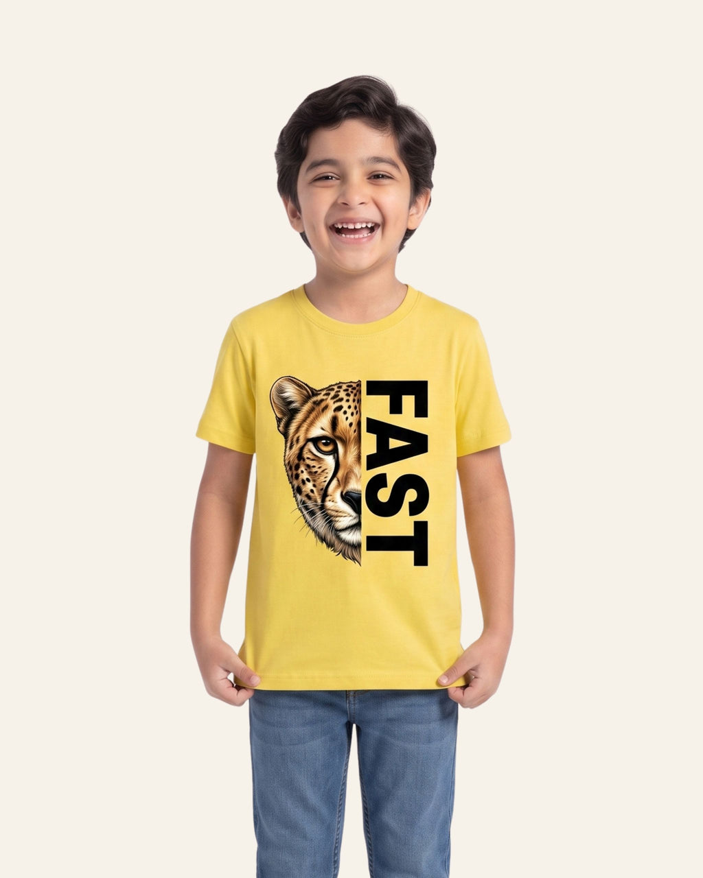 Boys Fast Leopard Tee — Yellow