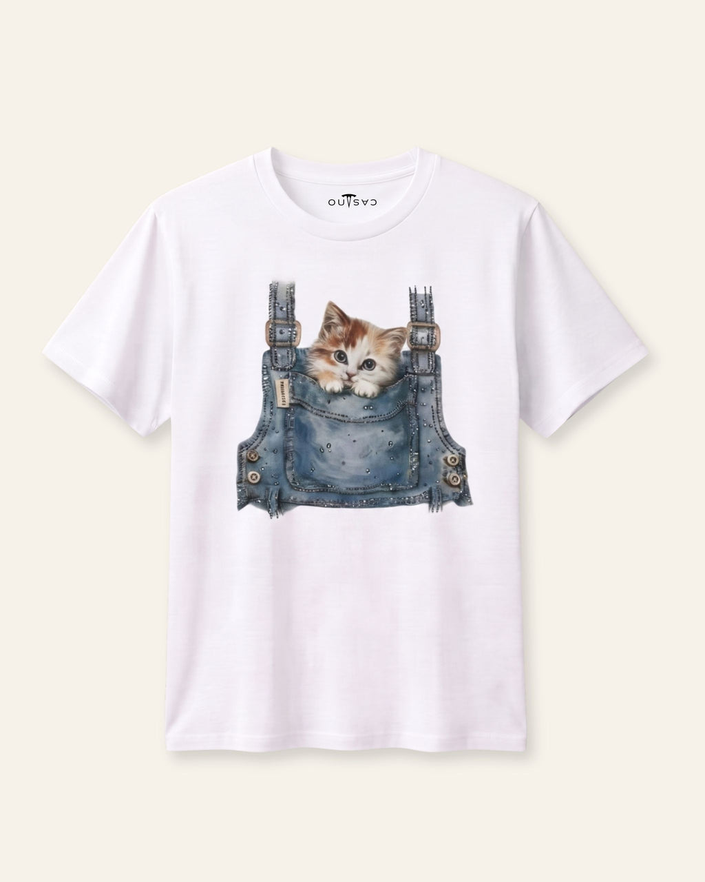 Women's Pocket Cat Graphic Tee — White