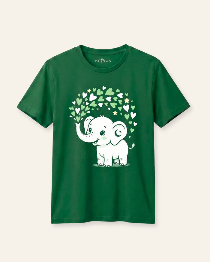 Elephant Blossom Green Tee