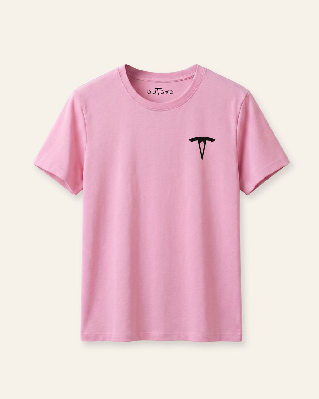 Kids pink basic tee with the OUTCAST logo, flat front