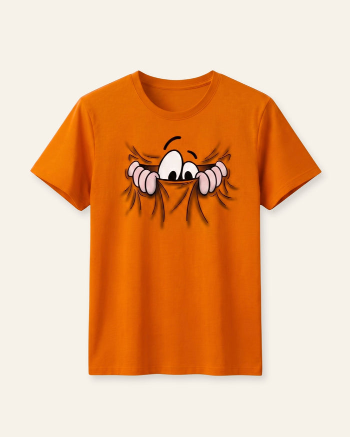 Boys Peeking Eyes Tee — Orange