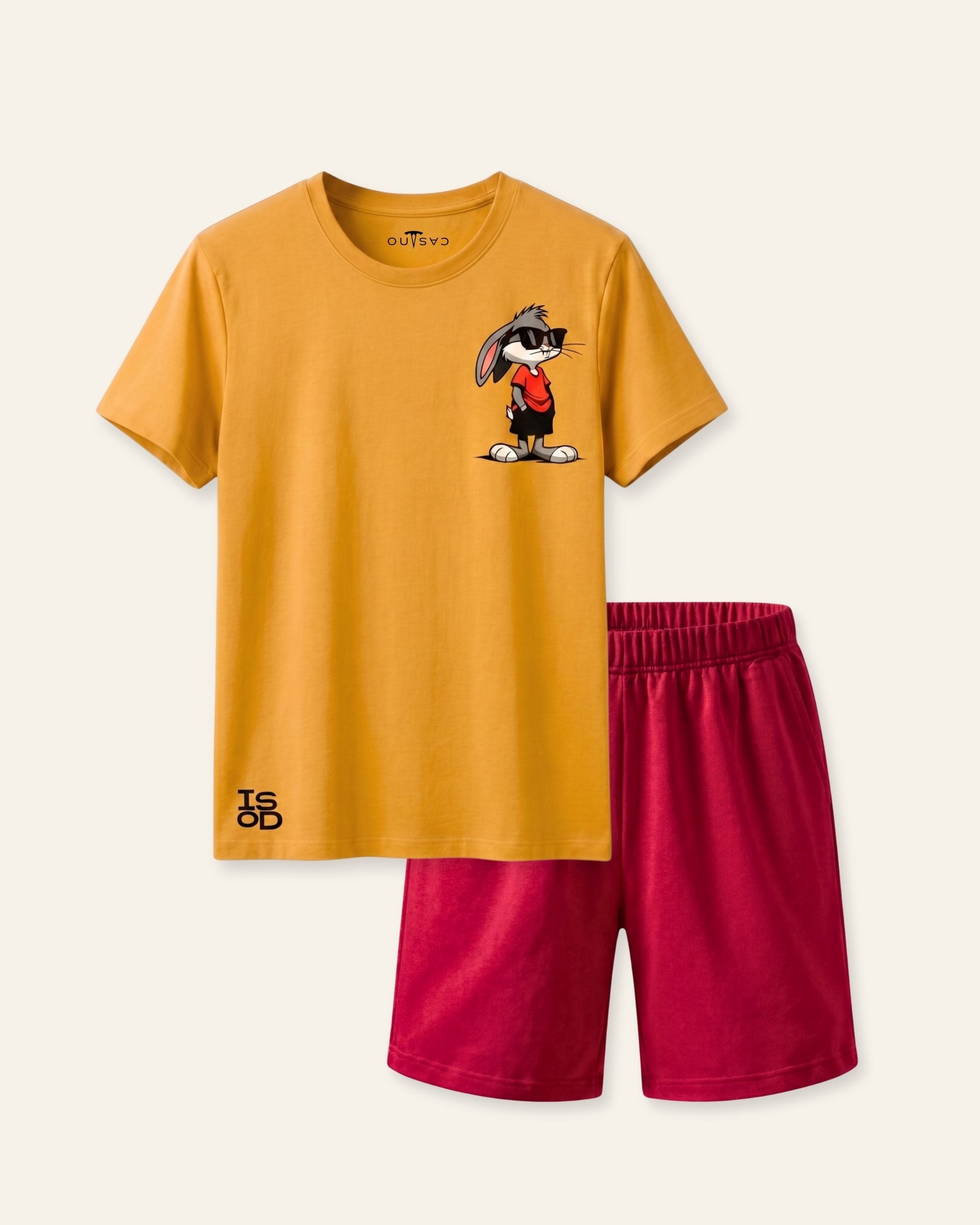 Boys Puppy Pocket Shorts Set — Mustard