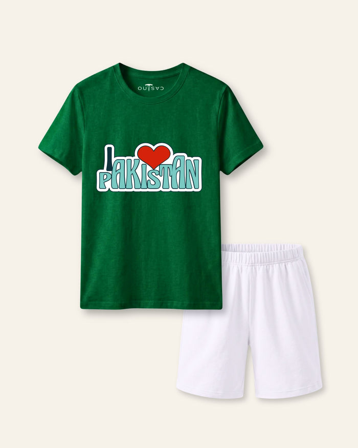 I Love Pakistan Skyline Green Set