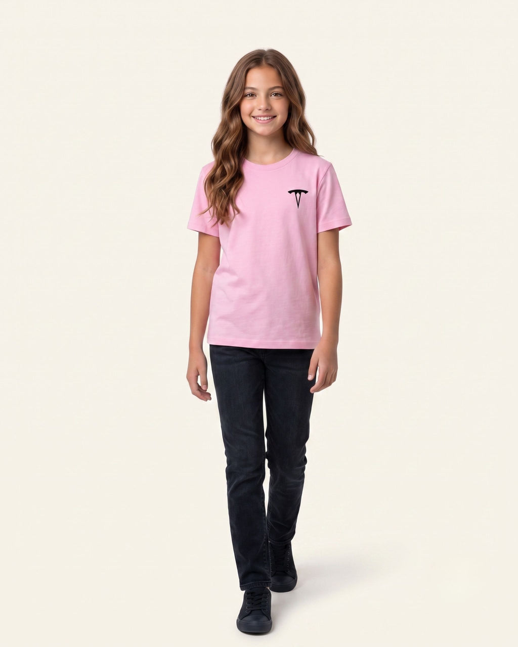 Girl wearing a pink OUTCAST basic tee