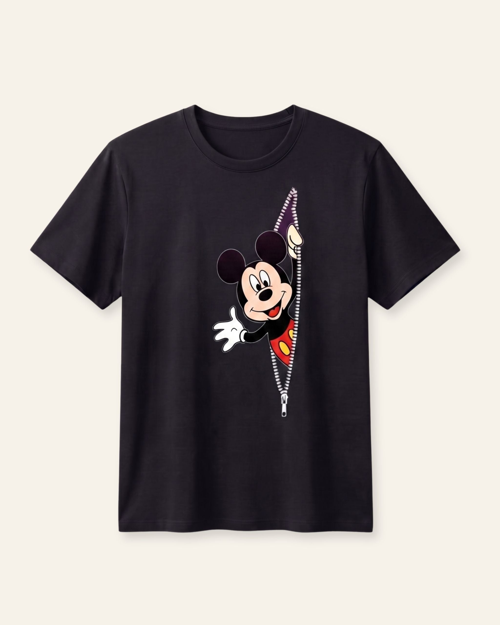 Women's Cartoon Mouse Graphic Tee — Black