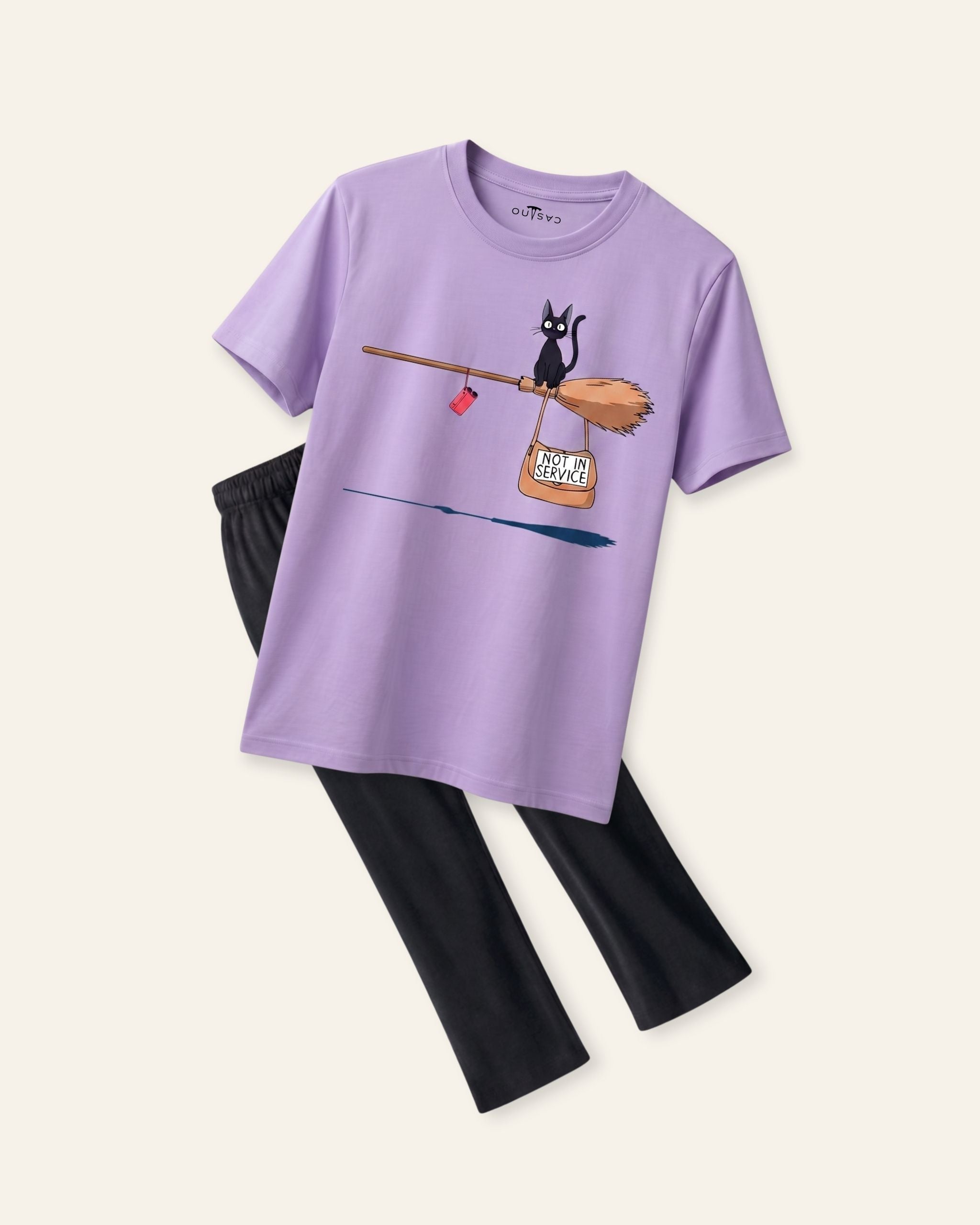 Girls Pocket Graphic Trouser Set — Lilac