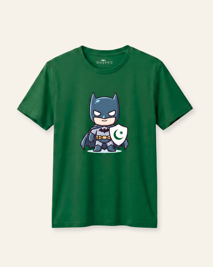 Cartoon Hero Shield Green Tee